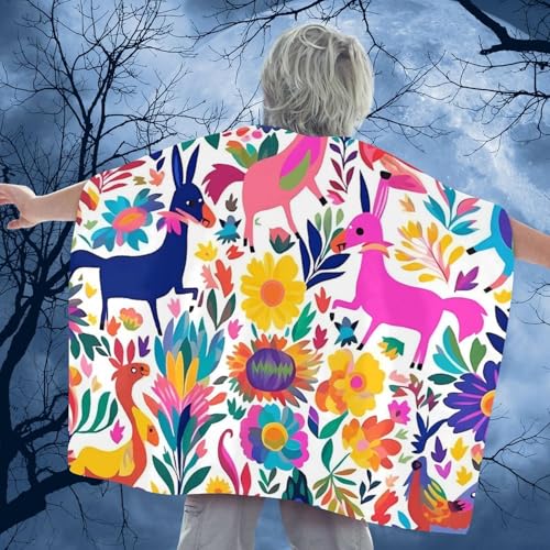 Unisex Adults Halloween Cloak Reversible Vampire Cape Lightweight And Comfortable Witch Cape Cloak Mexican Otomi Animals