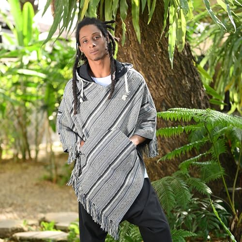 - Mens Poncho Hooded | 100% cotton & Reversible | Mexican Poncho Men Baja Hoodie Winter Pancho warm Cape Cowboy