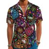 Funny Neon Hawaiian Shirt for Men Button Down Tropical Beach Aloha Shirt Summer Holiday Glow Party Outfits