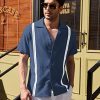 Men's Cuban Guayabera Shirt Short Sleeve Button Down Shirts Casual Summer Beach Linen Shirts