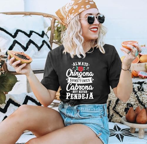 Women Hispanic Heritage Month Shirt : Chingona Shirts Latina Woman Power T-Shirt Mexican Mexico Hispanic Tee Tops