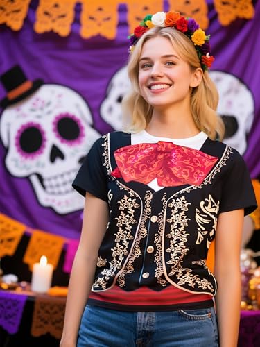 Women's Mariachi T-Shirts Graphic Short Sleeve Mexican Fiesta Costume