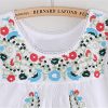 Women's Peasant Tops Mexican Blouse Flowers Embroidered Boho T Shirt