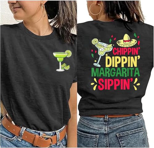 Let's Fiesta T Shirt Cinco De Mayo Shirts Women Chip Dippin Margarita Sippin T-Shirts Mexican Tees Mexico Vacation Top