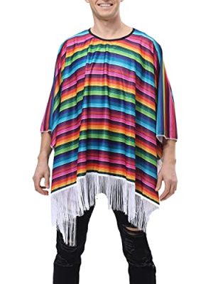 Cinco de Mayo Fiesta Serape Poncho Costume Mexican Fiesta Event Adult Costume Accessory Traditional Ponchos Cape