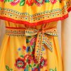 Women Mexican Dress Summer Floral Print Traditional Ethnic Wear Off Shoulder Beach Holiday Party Long Maxi Gowns