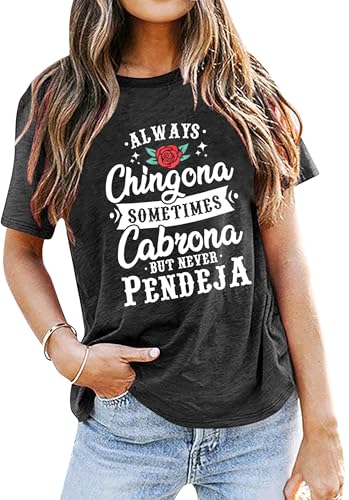 Women Hispanic Heritage Month Shirt : Chingona Shirts Latina Woman Power T-Shirt Mexican Mexico Hispanic Tee Tops