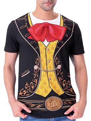 Men's Mariachi T-Shirts Graphic Short Sleeve Mexican Fiesta Costume