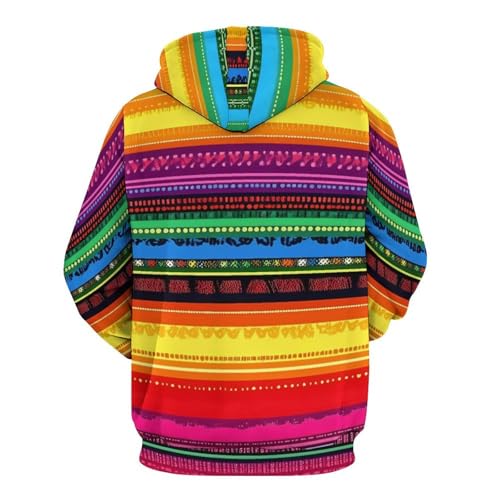 Mexican Serape Colorful Stripes Hoodie Sweatshirt Pullover Hooded Outfits Tops for Men Women