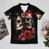 Mexican Day of The Dead Women Goth Novelty Golf Shirt Polo Shirts Short Sleeve for Men Casual Tops with Pocket