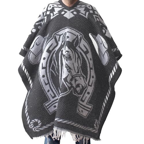 Reversible Mexican Ponchos for Men and Women Sarape Pancho Men Sarapes Mexicanos Costume Outfit