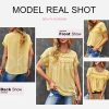 Womens Summer Tops Crewneck Lace Crochet Short Sleeve Shirts Casual Chiffon Blouses