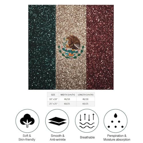 Mexican Flag Silk Like Scarf for Women Pattern Bandanas Square Headscarf Headdress Party Favor