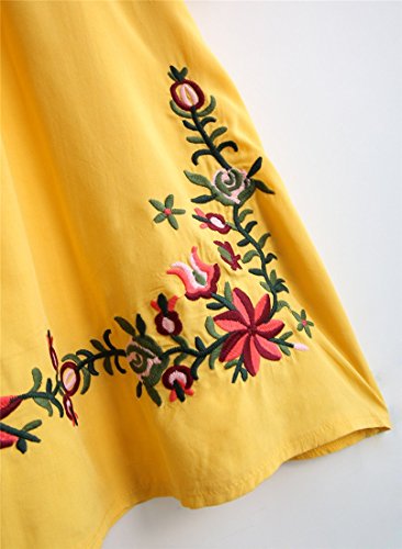 Summer Dress V Neck Mexican Embroidered Peasant Women's Dressy Tops Blouses