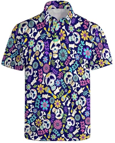 Short Sleeve Golf Polo Shirt, Dry Fit Polo Shirts for Men, Fashion Printed Moisture Transferring