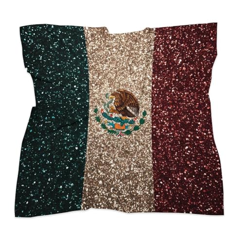 Mexican Flag Silk Like Scarf for Women Pattern Bandanas Square Headscarf Headdress Party Favor