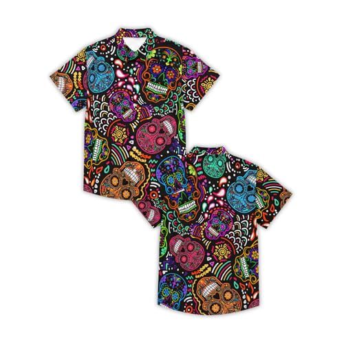 Funny Neon Hawaiian Shirt for Men Button Down Tropical Beach Aloha Shirt Summer Holiday Glow Party Outfits