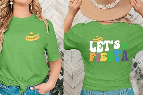 Cinco De Mayo T Shirt for Women: Let's Fiesta Shirts Funny Mexican Party Tee Sombrero 5 De Mayo Graphic Tops