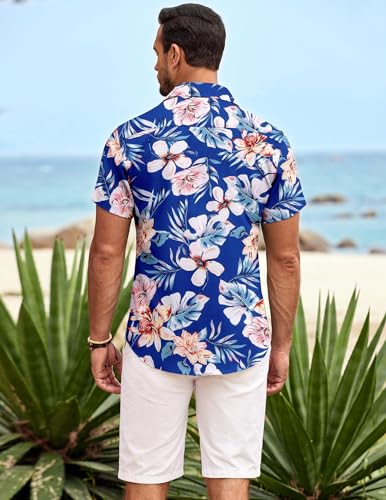 Mens Hawaiian Shirt Short Sleeve Button Down Shirts Tropical Summer Beach Shirts Casual Floral Aloha Shirts