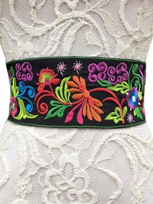 Traditional Embroidered Mexican Belt Tassel Waist Belt Adjustable Belt Day Of The Dead Ethnic Boho Party Belt E1