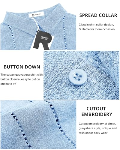Mens Cuban Guayabera Shirts Short Sleeve Button Down Linen Shirt Mexican Casual Beach Summer Tops