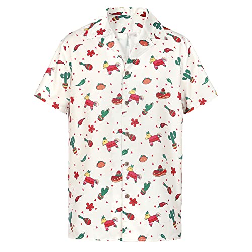 80s 90s Hawaiian Shirts for Men - Funny Retro Short Sleeve Button Down Outfit Top for Themed Party Disco Summer Beach