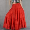 Women's Cotton 5 Tiered A Line Pleated Maxi Skirt Long Boho Gypsy Dance Skirts