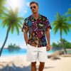Funny Neon Hawaiian Shirt for Men Button Down Tropical Beach Aloha Shirt Summer Holiday Glow Party Outfits