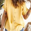 Womens Summer Tops Crewneck Lace Crochet Short Sleeve Shirts Casual Chiffon Blouses