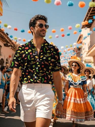 Men's Cinco De Mayo Shirt Funny Short Sleeve Button Down Mexican Shirts