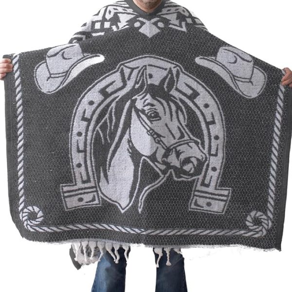 Reversible Mexican Ponchos for Men and Women Sarape Pancho Men Sarapes Mexicanos Costume Outfit