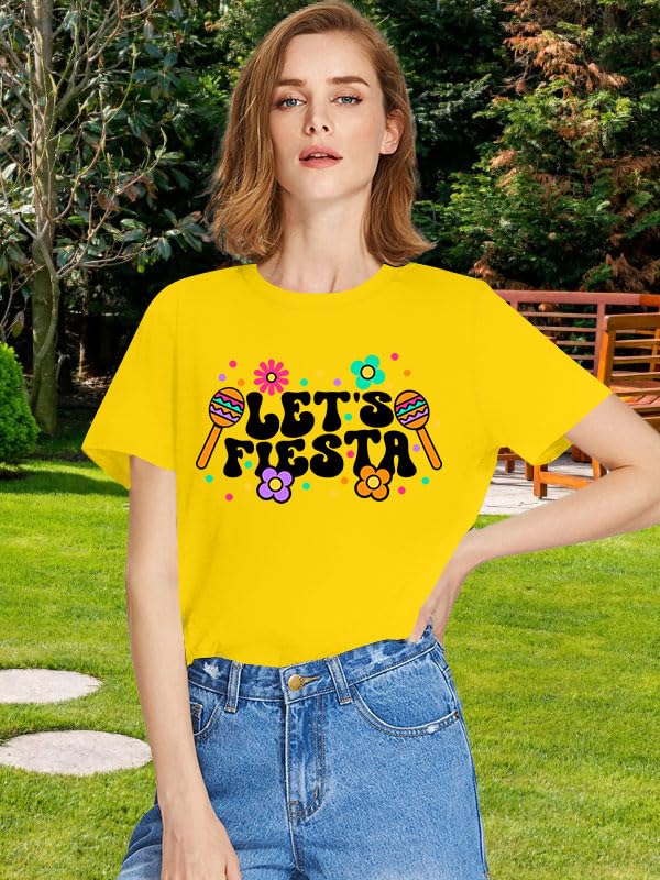 Cinco De Mayo Shirts Women Lets Fiesta T-Shirt Graphic Mexican Party Tee May 5th Casual Tops