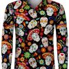 Men's Halloween Novelty Button Down Long Sleeve Shirt, S-4XL